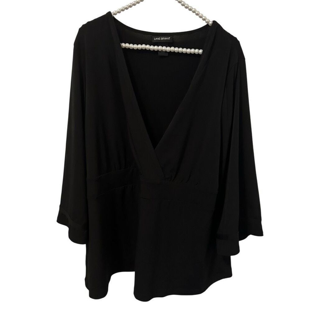 Lane Bryant Top Womens 18/20 Black 3/4 Sleeve babydoll normcore capsule travel